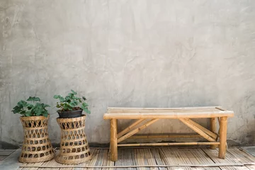 Foto auf Acrylglas Bambus couch made from bamboo stand bamboo floor