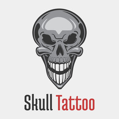 Wide smiling skeleton skull tattoo