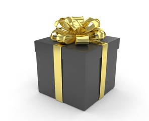 gift box with bows isolated on white. 3d rendering.