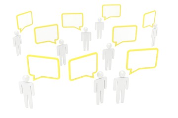 people with talk bubbles isolated over a white background. 3d rendering.