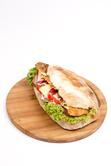 Bread sandwich with meat lettuce tomato cheese