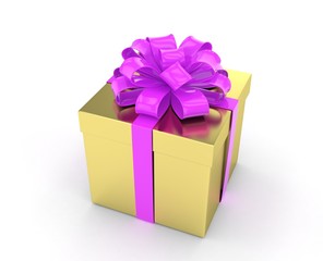 gift box with bows isolated on white. 3d rendering.