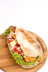 Bread sandwich with lettuce meat cheese tomato