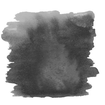 Black watercolor stain. Watercolour abstract hand painted textur