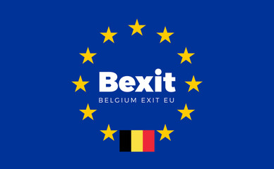 Flag of Belgium on European Union. Bexit - Belgium Exit EU Europ