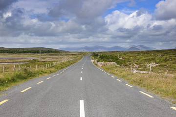 Street into the wild in Connemara, Ireland