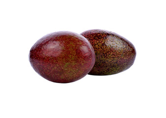 Avocados on white background