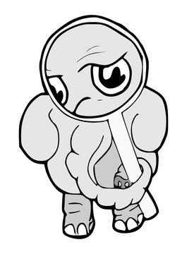 Olifant met loep - icoon voor website