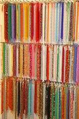 many fine necklace for sale in the shop of jewellery and costume