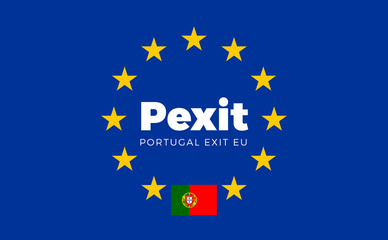 Flag of Portugal on European Union. Pexit - Portugal Exit EU Eur