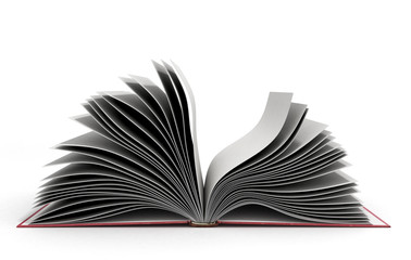 open book 3d render on white background