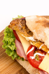 Closeup bread sandwich with lettuce meat tomato
