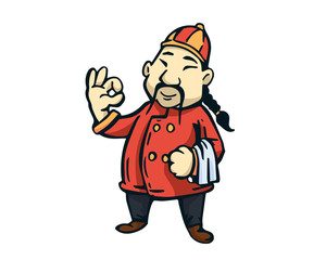 Modern Restaurant Chef Logo Cartoon - Chinese Restaurant Head Chef