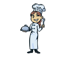 Modern Restaurant Chef Logo Cartoon - Western Female Restaurant Chef