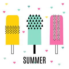 Set of ice cream on a stick