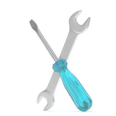 3D Illustration Wrench and screwdriver, service concept