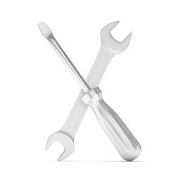3D Illustration Wrench and screwdriver, service concept