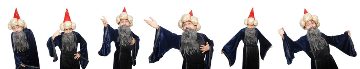 Funny wise wizard isolated on the white