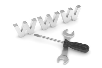 3D Illustration Wrench and screwdriver, service concept