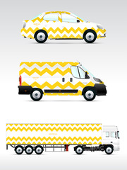 Template of vehicles for advertising, branding or corporate identity.