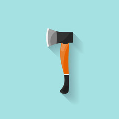 Axe in a flat style. Camping, hiking, surviving.Vector illustration.