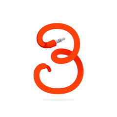 Number three logo formed by jack cable.