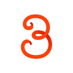 Number three logo formed by shoe lace.