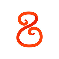 Number eight logo formed by shoe lace.