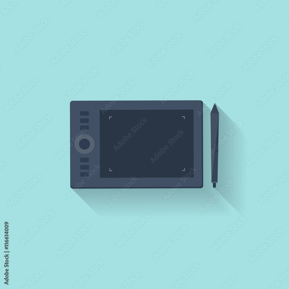 Aufkleber graphic tablet in a flat style. digital drawing. web design. graphics. vector illustration.