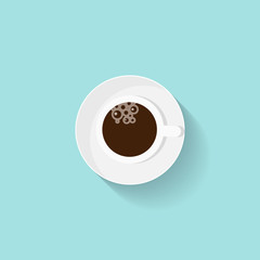 Cup of coffee in a flat style. Morning drink. Vector illustration.