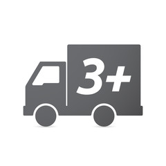 Isolated truck icon with    the text 3+