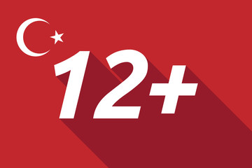 Fototapeta premium Long shadow Turkey flag with the text 12+