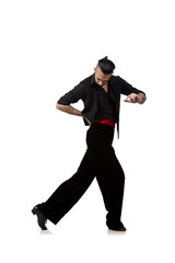 Man dancer dancing spanish dances isolated on white