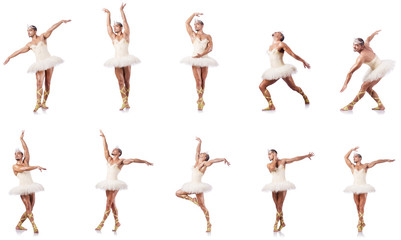 Fototapeta premium Man in ballet tutu isolated on white