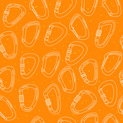 Seamless pattern with climbing carabiners 