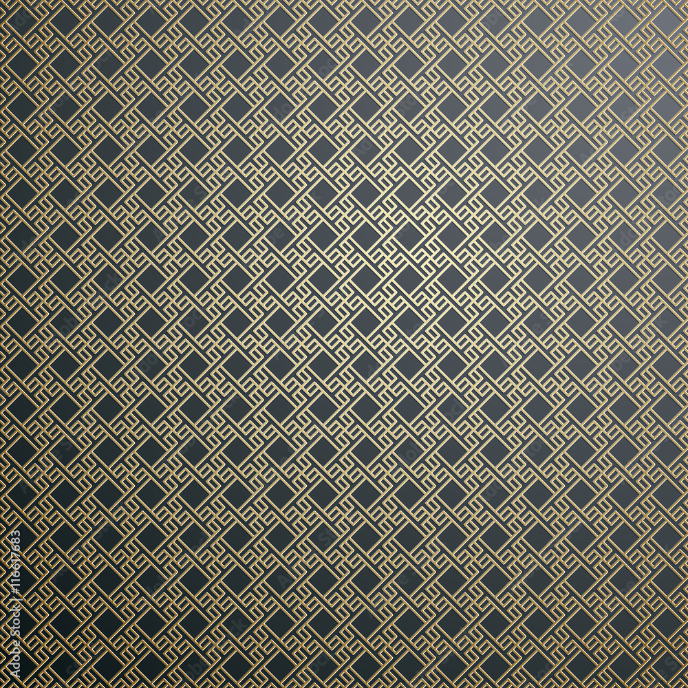 Aufkleber islamic gold pattern with overlapping geometric square shapes forming abstract ornament. vector styl