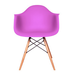 Purple color plastic chair isolated on white