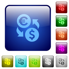 Color Euro Dollar exchange square buttons