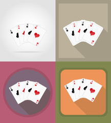 casino objects and equipment flat icons illustration