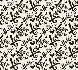 Hello Love pattern black and white 