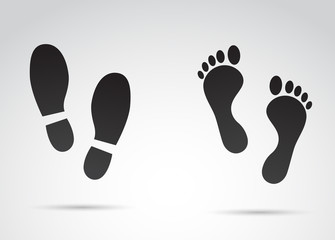 Footprint icon isolated on white background. Vector art.