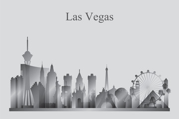 Las Vegas city skyline silhouette in grayscale © Ray of Light