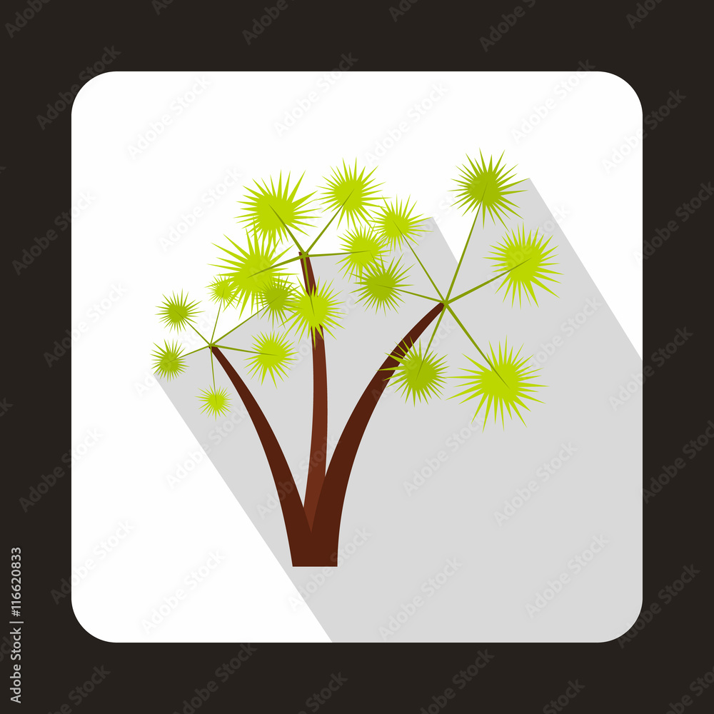 Poster three palm trees icon in flat style on a white background