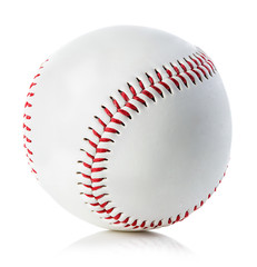 Baseball ball close-up on a white background.