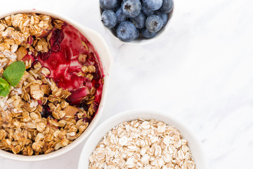 fruit and berry crumble with oat flakes in the form 