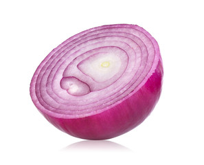 slice onion on white background