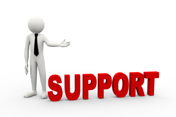 3d businessman with word support