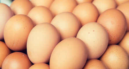 fresh eggs on tray at market