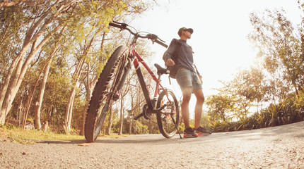 Cyclist with mountain bike