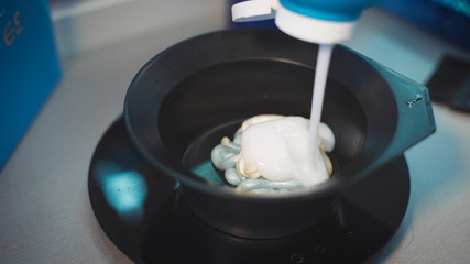 In the professional beauty salon master mix hair dye.